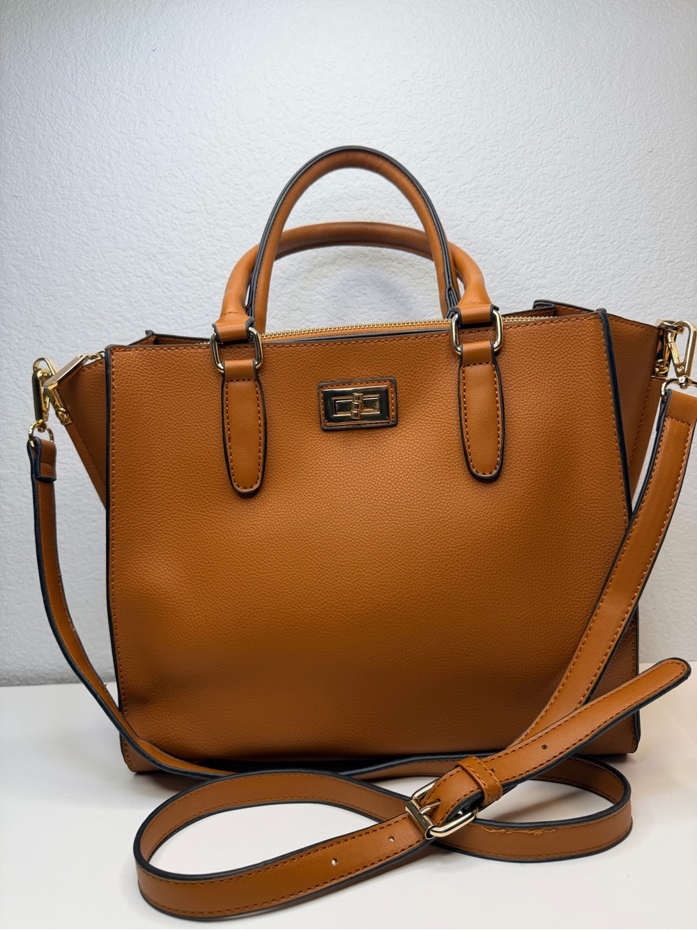 Isabelle Tan Pebble Leather Tote Handbag with Removable/Adjustable Strap